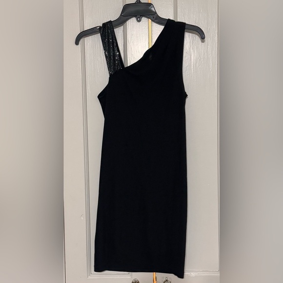 Alice + Olivia Black Studded Asymmetrical Slip Dress - Picture 3 of 6